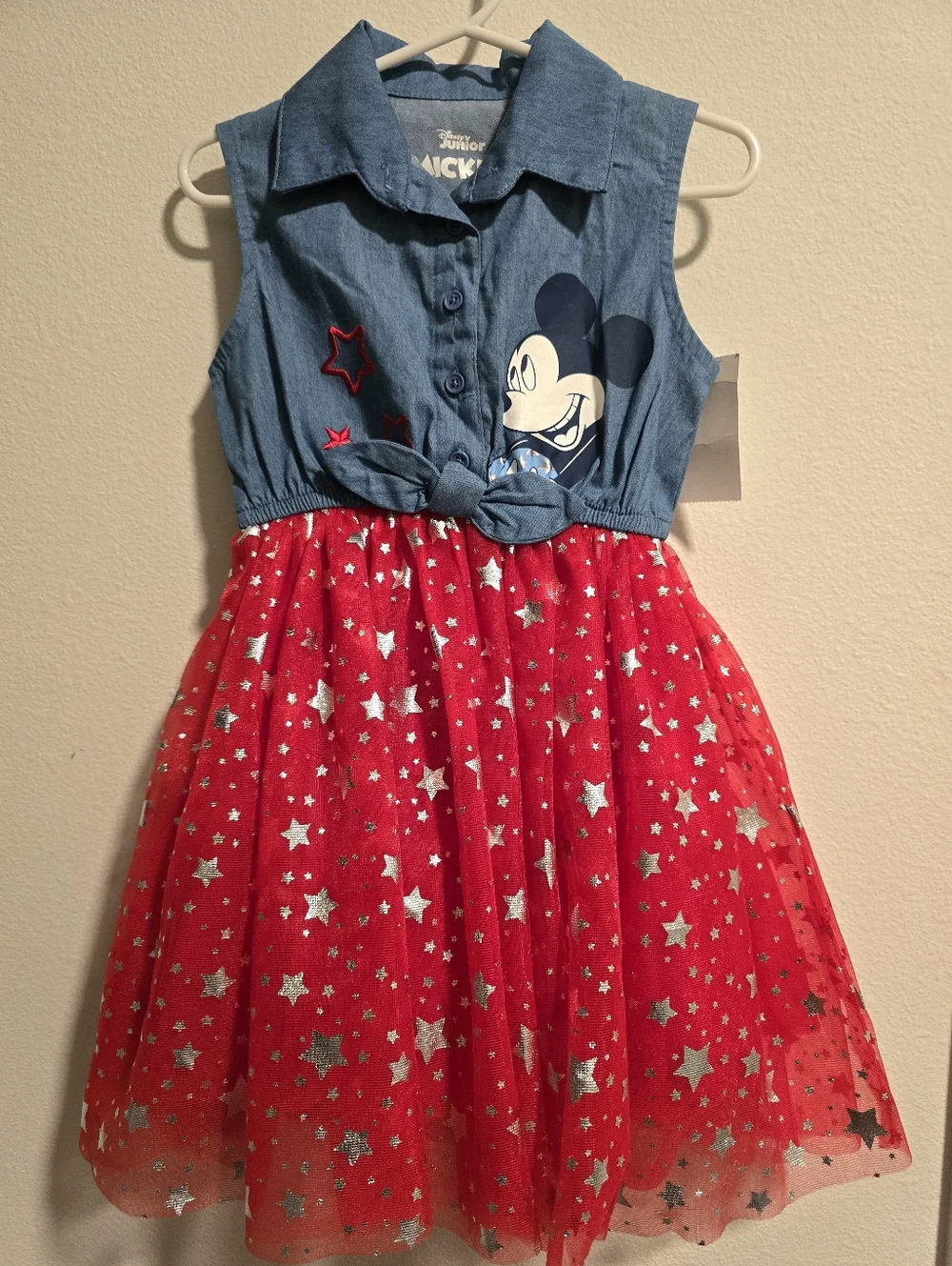 Disney Mickey Mouse Patriotic Dress‎ Red White Blue NWT Size 3T
